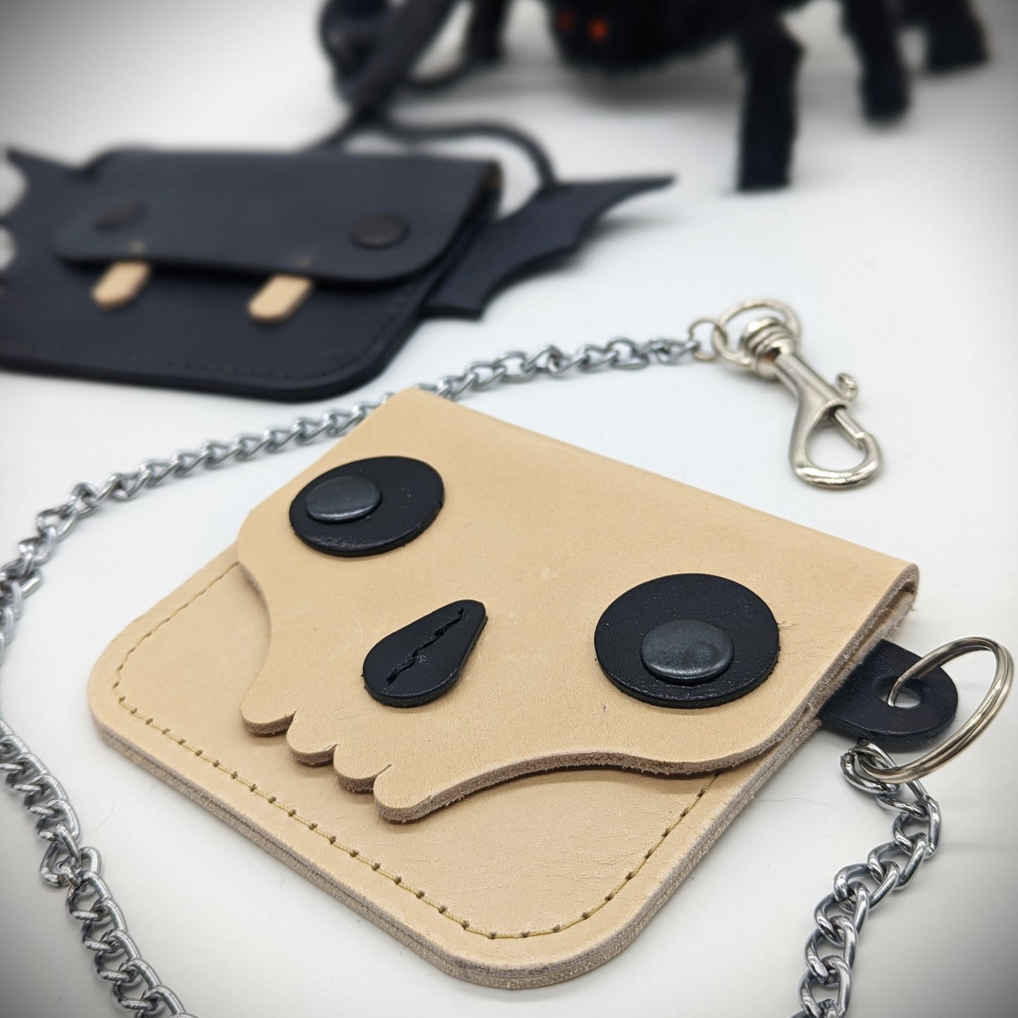 Scary Skull Simple Wallet with Biker Chain