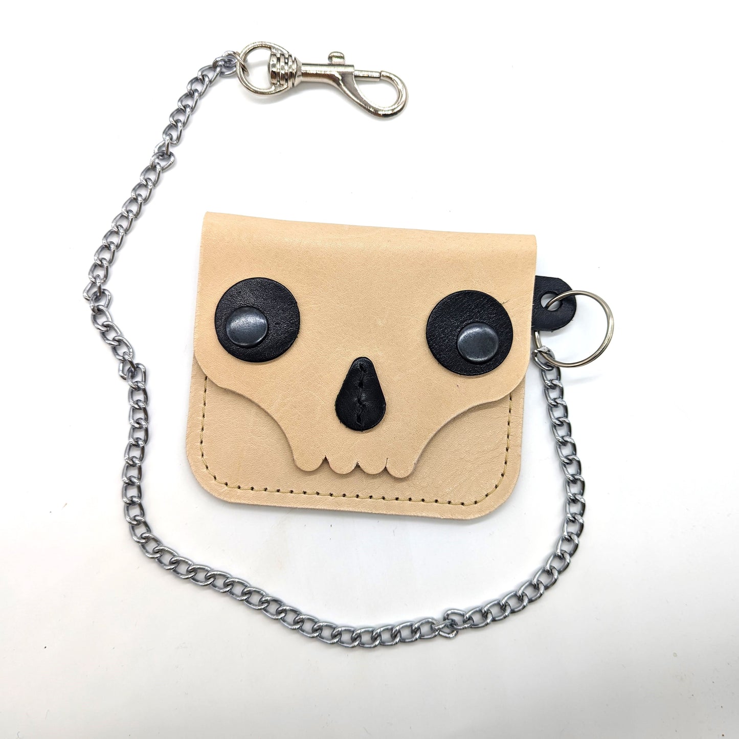 Scary Skull Simple Wallet with Biker Chain
